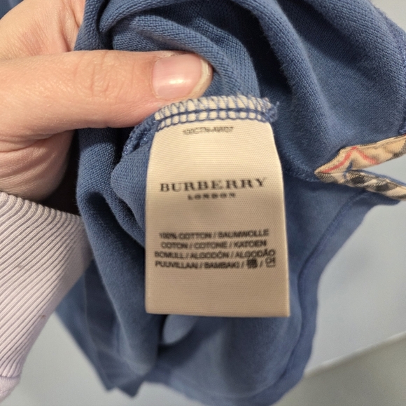 Burberry Blue Nova Check Polo Shirt Short Sleeve Men's Size M - Picture 6 of 7